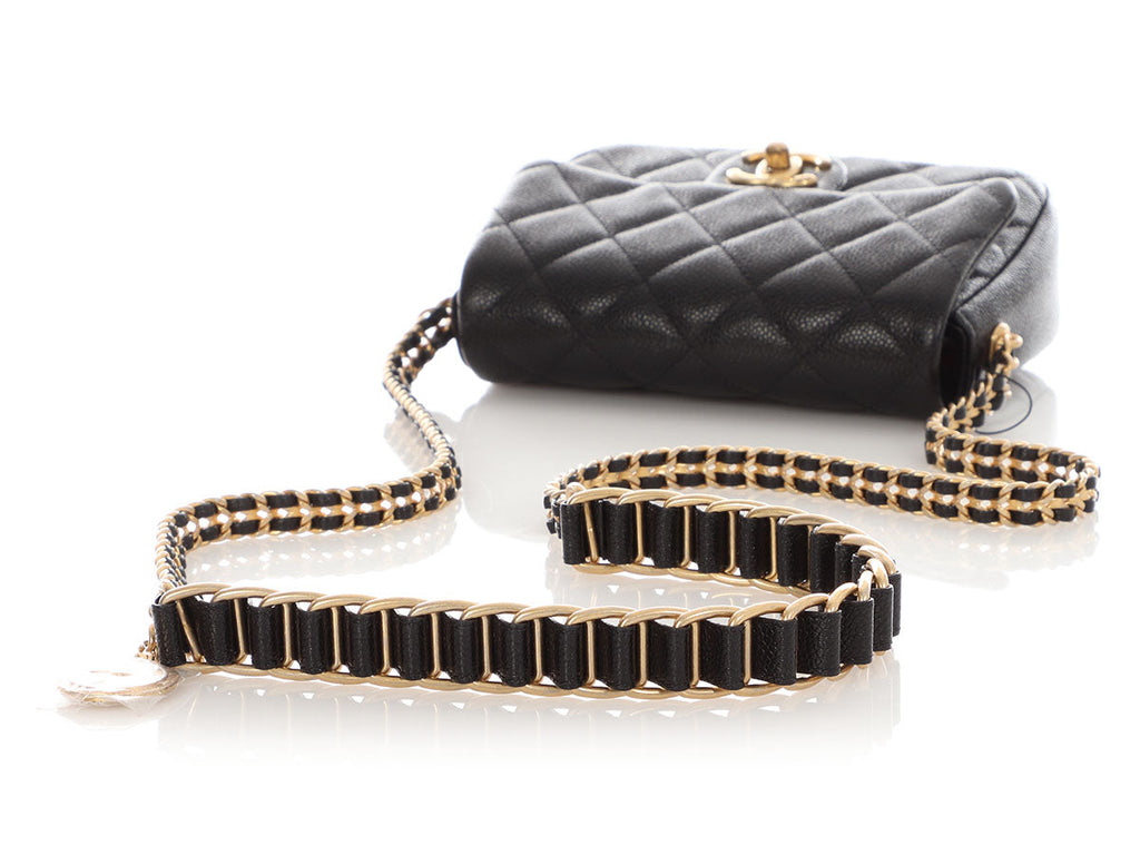 Chanel Mini Black Quilted Caviar MÃ©dallion Flap
