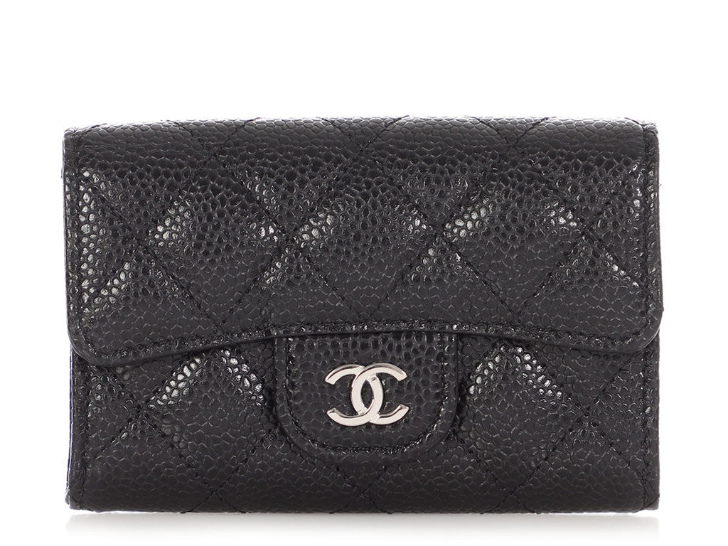Chanel Black Quilted Caviar Classic Card Holder