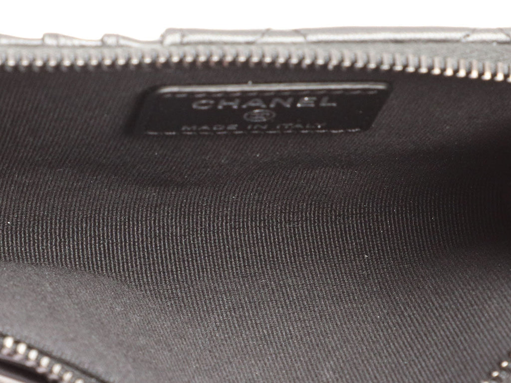 Chanel Black Quilted Lambskin Zip Around Card Holder