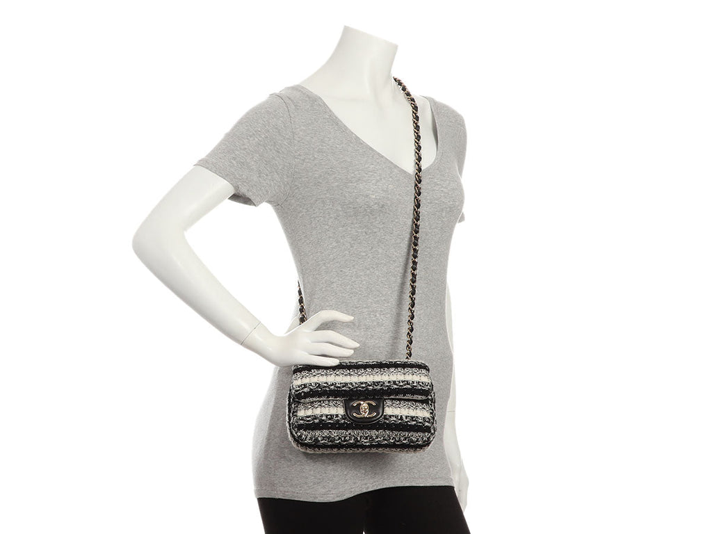 Chanel Mini Black and White Tweed Classic