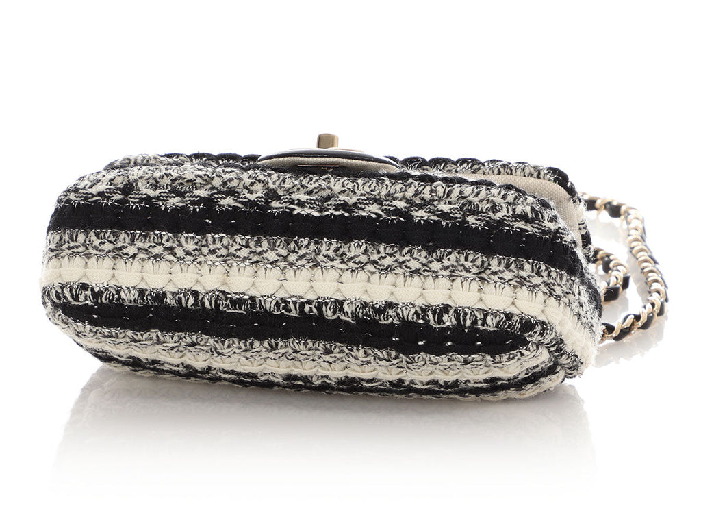 Chanel Mini Black and White Tweed Classic