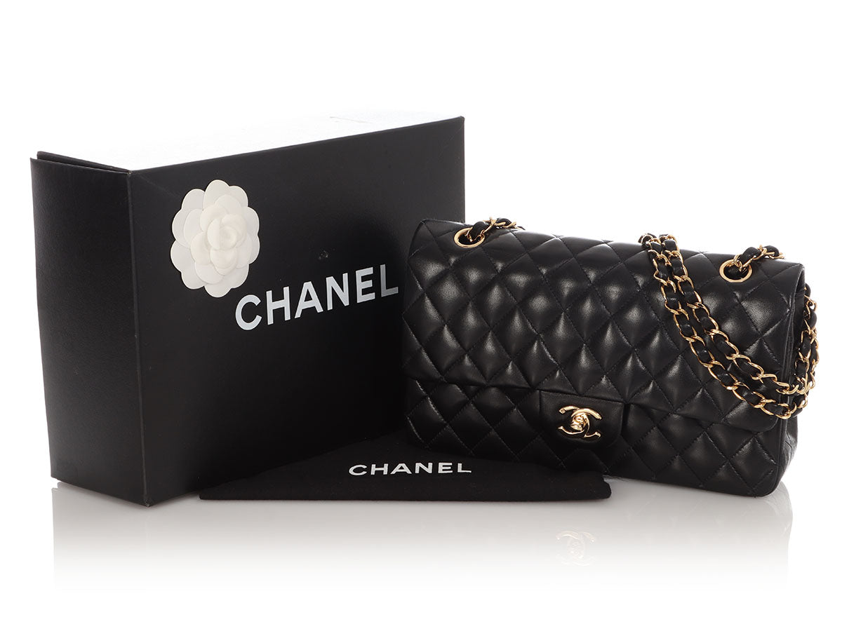 Chanel Medium/Large Black Quilted Lambskin Classic Double Flap