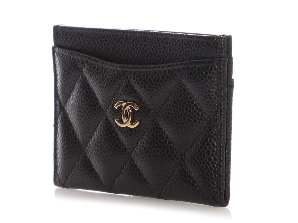 Chanel Black Quilted Caviar Classic Card Case