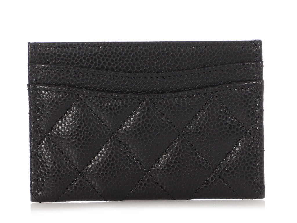 Chanel Black Quilted Caviar Classic Card Case