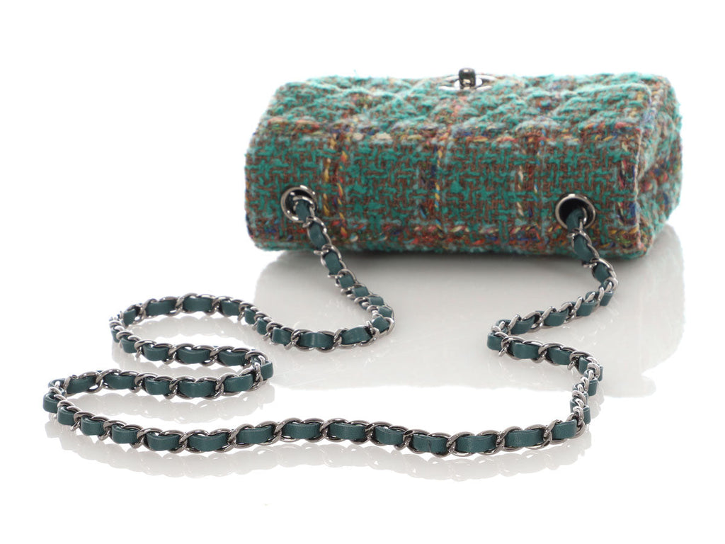 Chanel Mini Green Tweed Classic