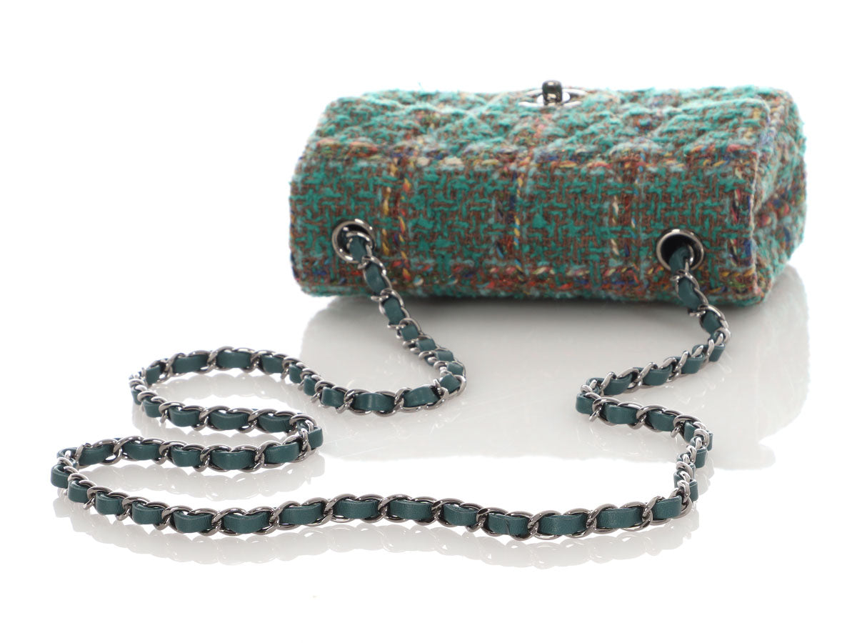 Chanel Mini Green Tweed Classic