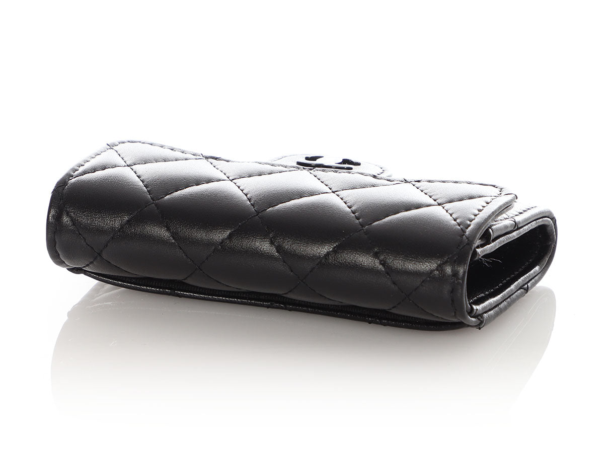 Chanel So Black Quilted Lambskin Flap Card Holder