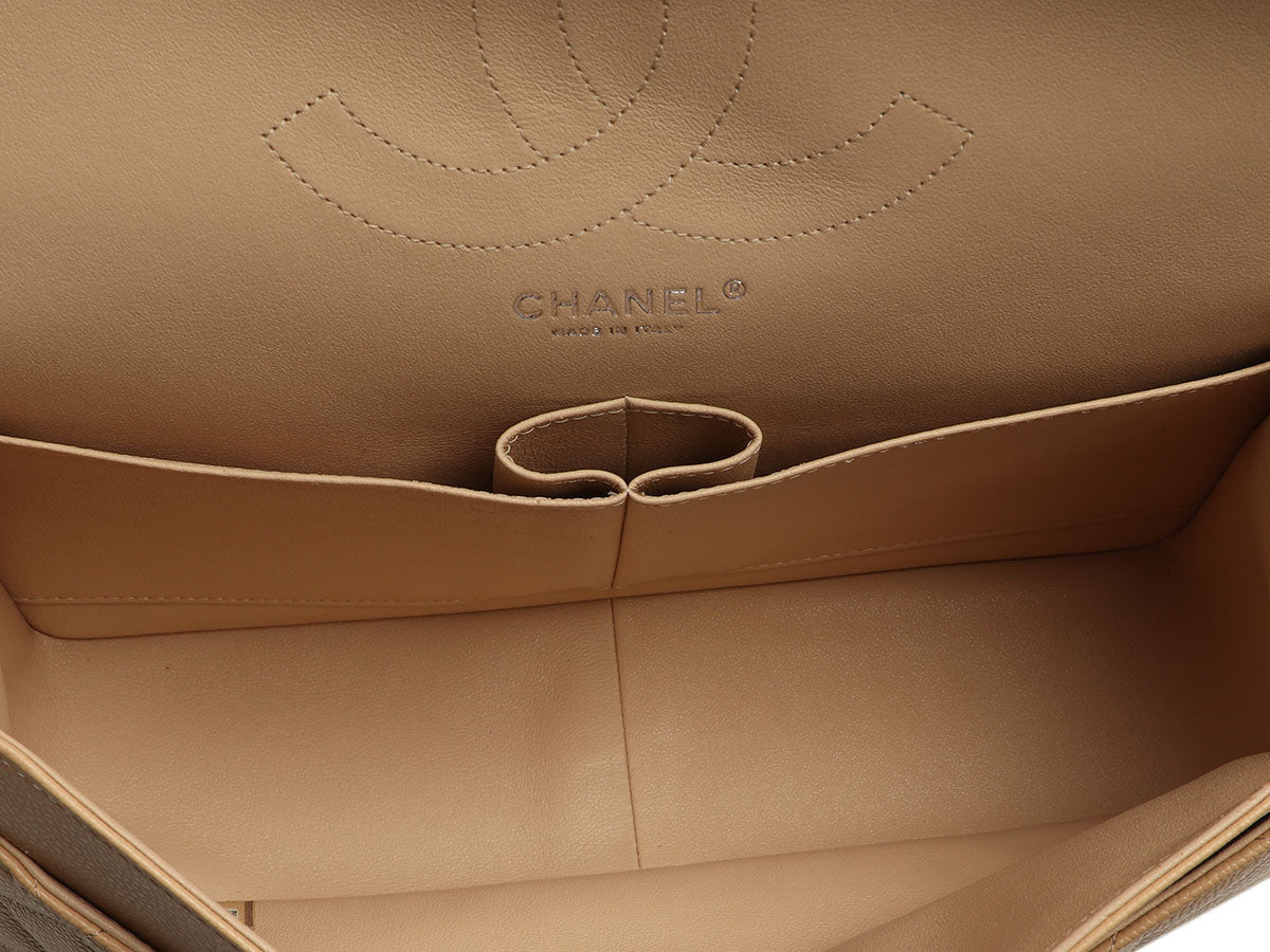 Chanel Jumbo Beige Quilted Caviar Classic Double Flap