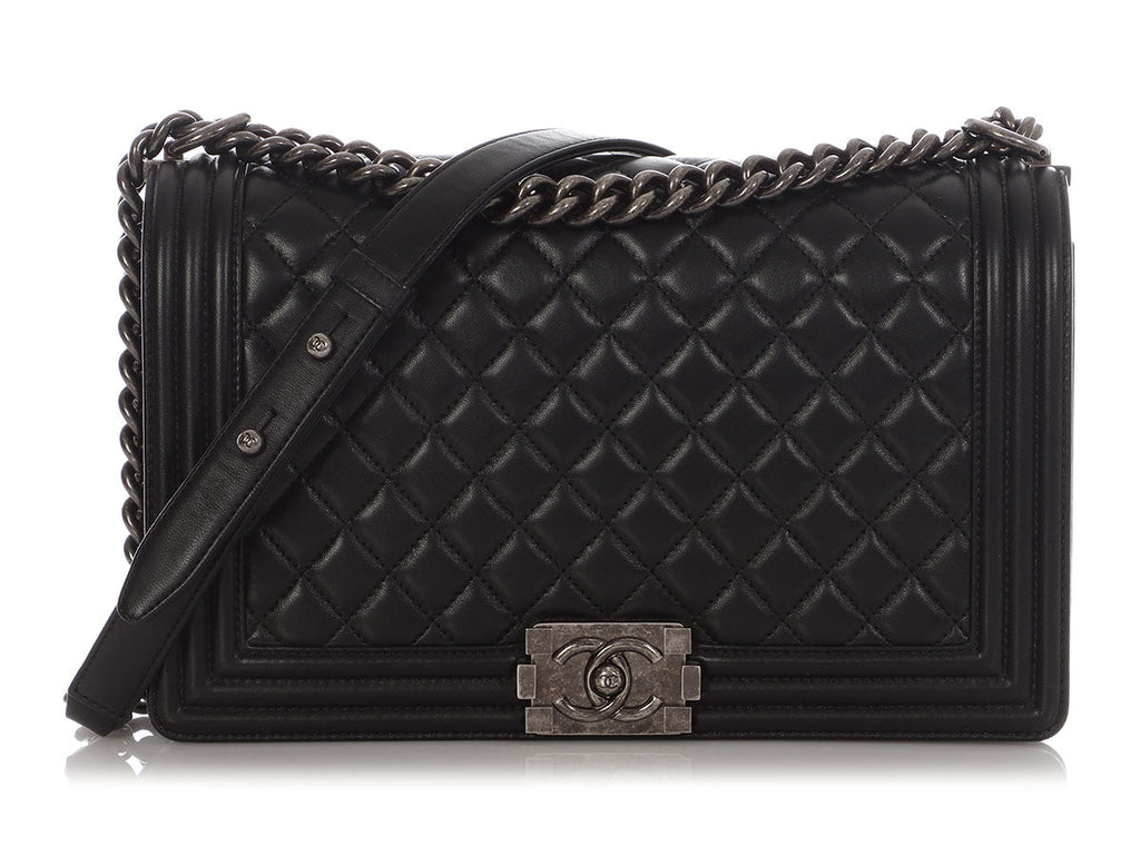 Chanel New Medium Black Quilted Lambskin Boy Bag