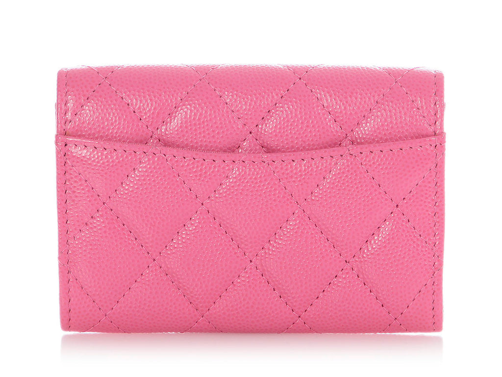 Chanel Pink Quilted Caviar Flap Card Case