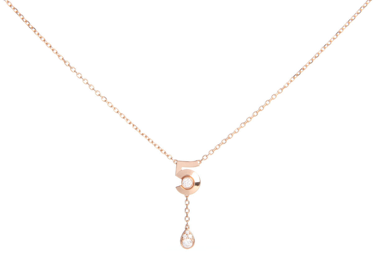 Chanel Small 18K Beige Gold Diamond NÂ°5 Necklace