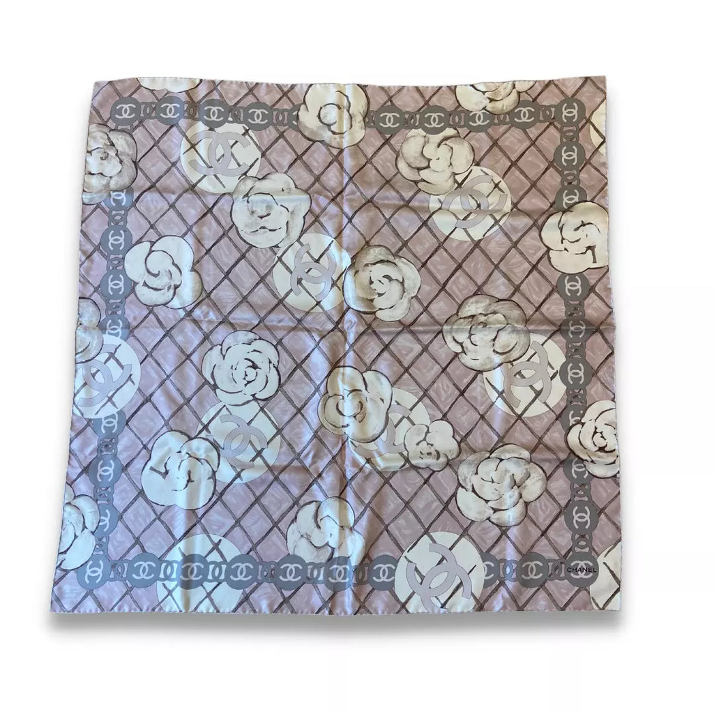 CHANEL CAMELIA SILK SCARF