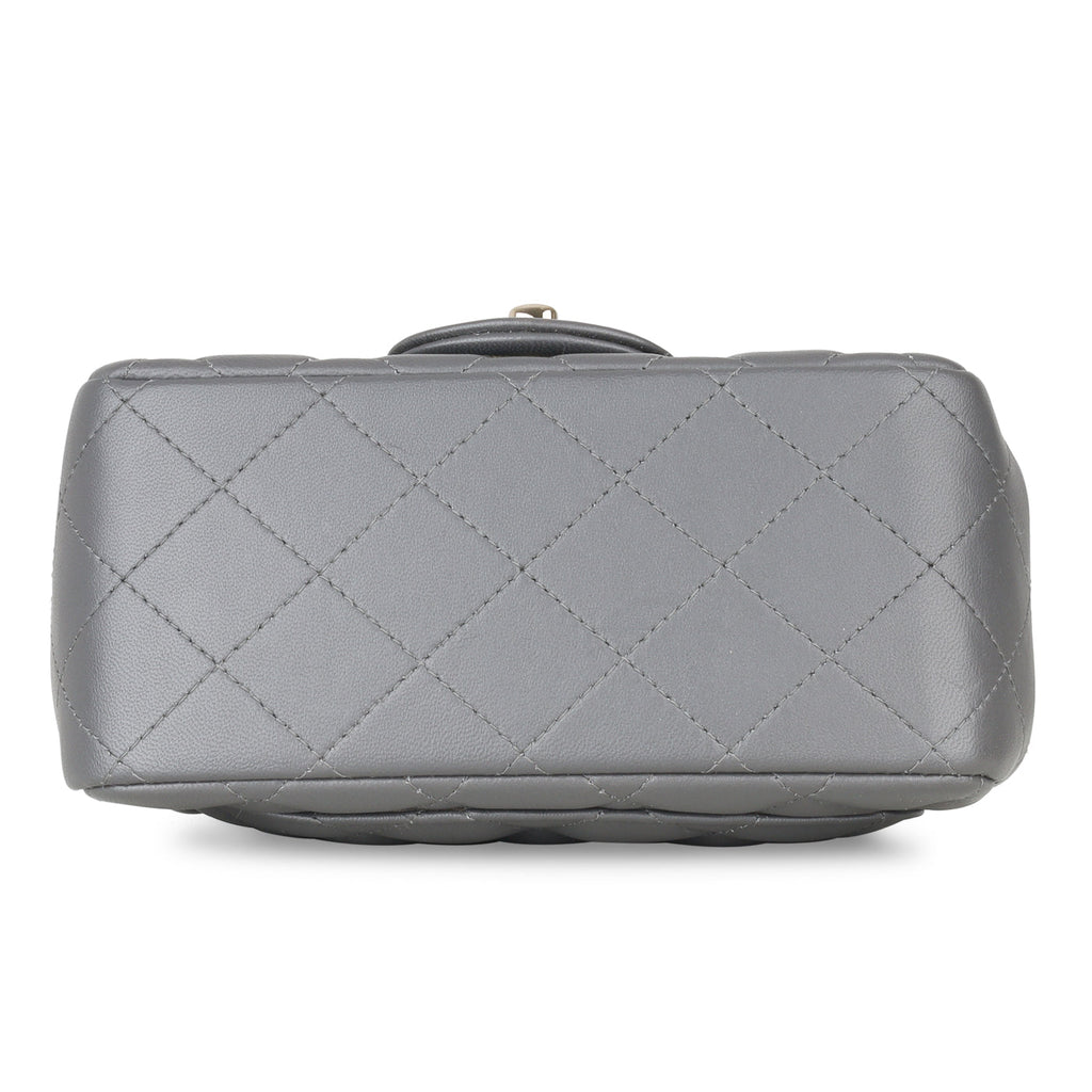 Mini Square Classic Flap - Grey Lambskin