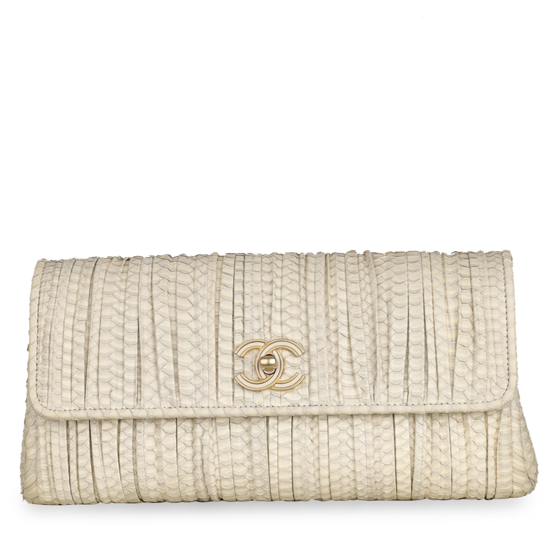 Chanel Python Pleated Flap Bag