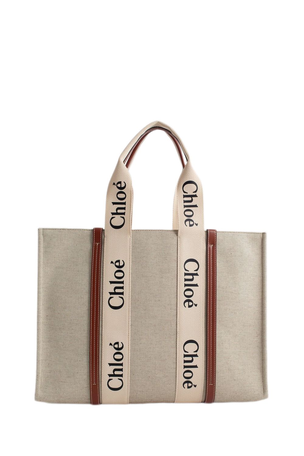 WOODY LARGE CANVAS AND LEATHER TOTE BAG