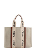 WOODY LARGE CANVAS AND LEATHER TOTE BAG