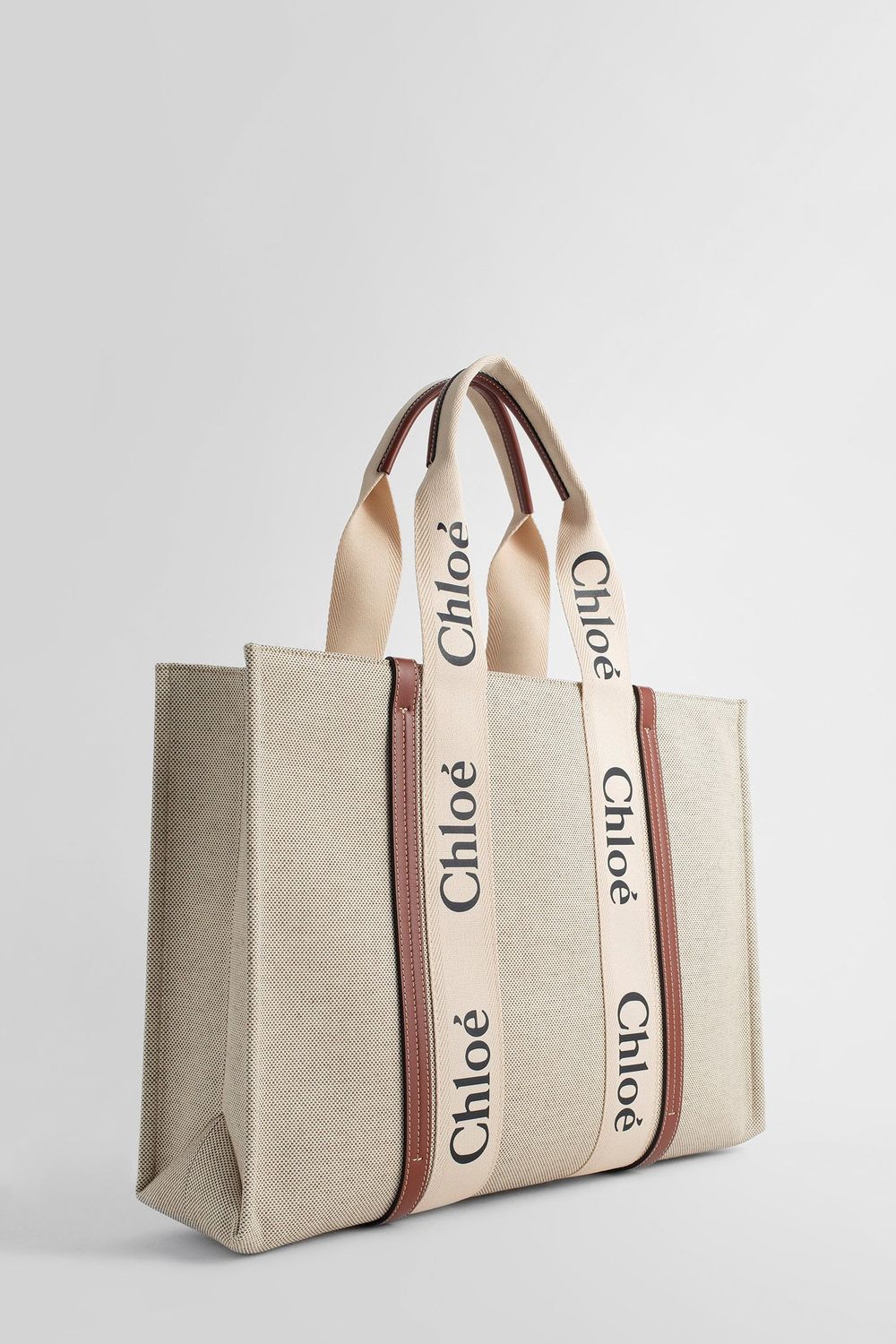 WOODY LARGE CANVAS AND LEATHER TOTE BAG