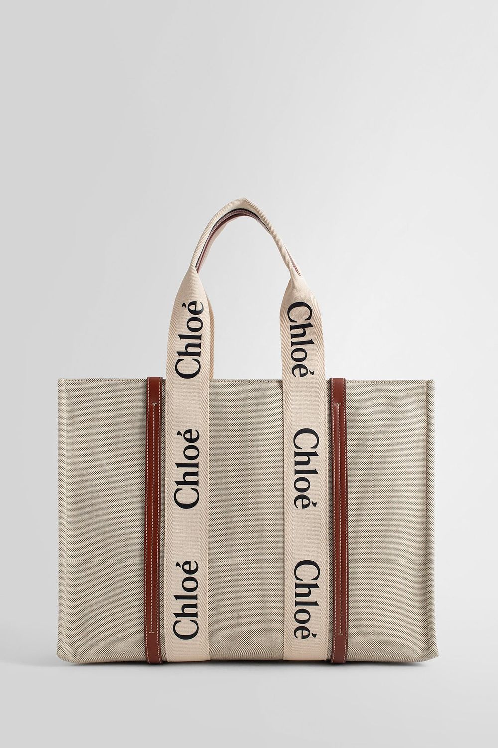 WOODY LARGE CANVAS AND LEATHER TOTE BAG