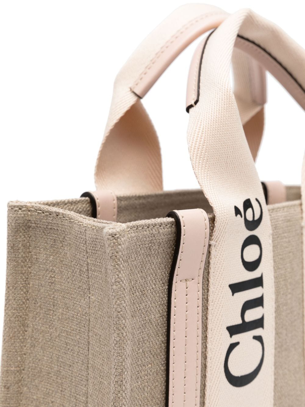 WOODY SMALL CANVAS AND LEATHER TOTE BAG