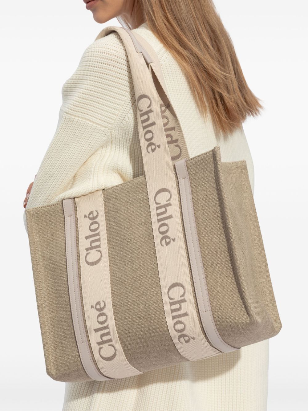 WOODY MEDIUM CANVAS AND LEATHER TOTE BAG