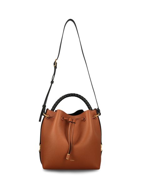 Cream Leather Small Bucket Bag