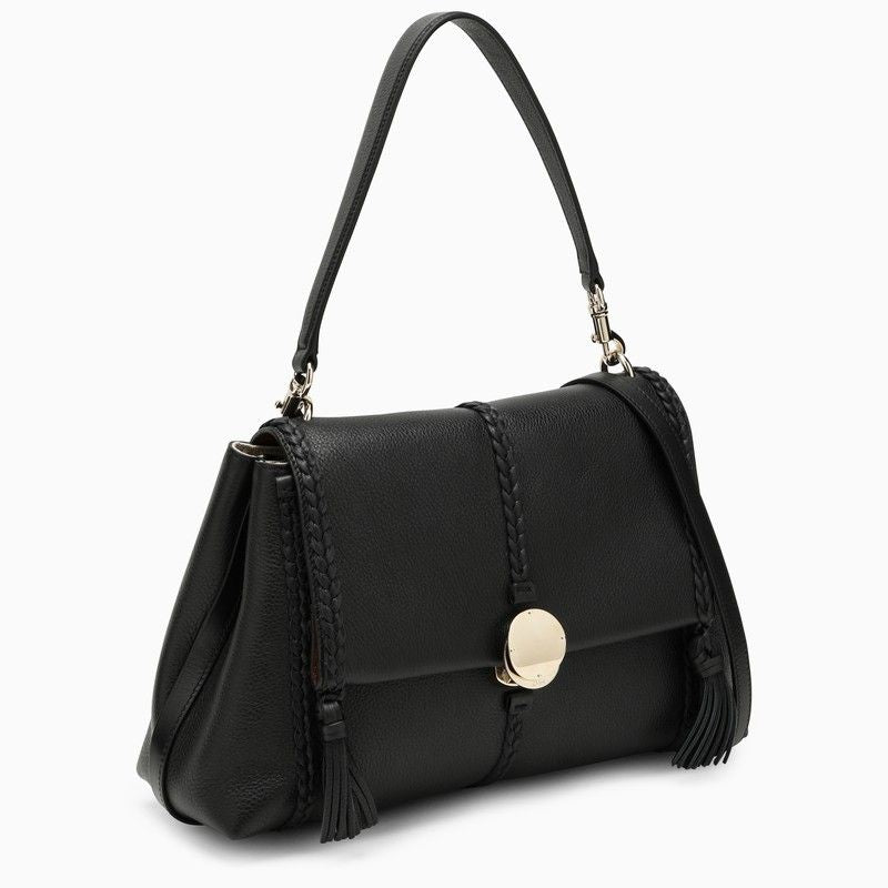 PENELOPE M BLACK BAG WITH GOLDEN LOGO