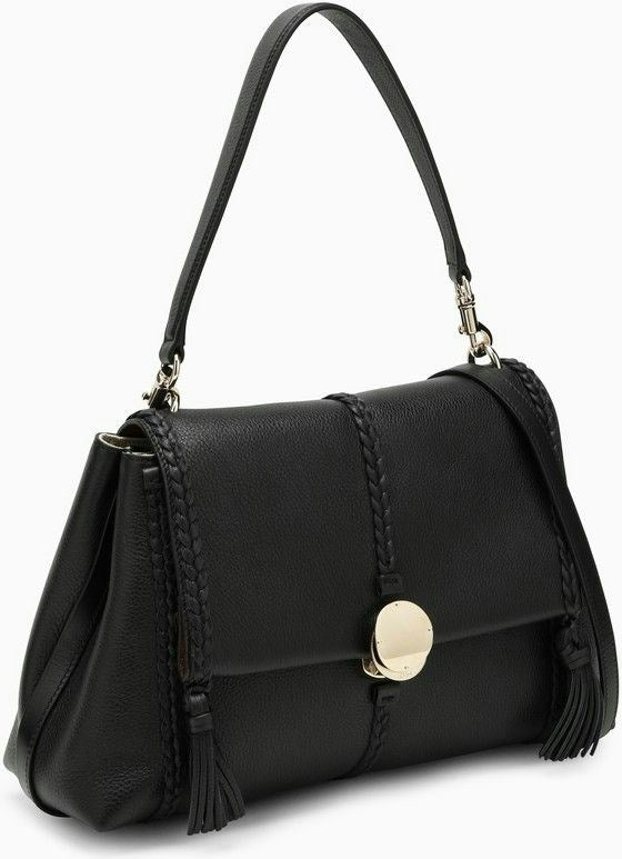 PENELOPE BLACK LEATHER SHOULDER BAG