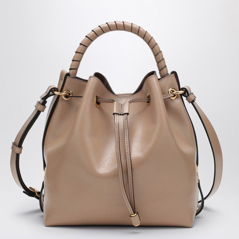 MARCIE BUCKET BAG IN DEEP BEIGE LEATHER