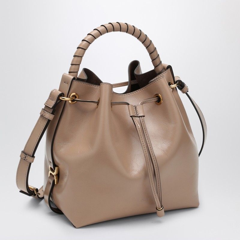 MARCIE BUCKET BAG IN DEEP BEIGE LEATHER