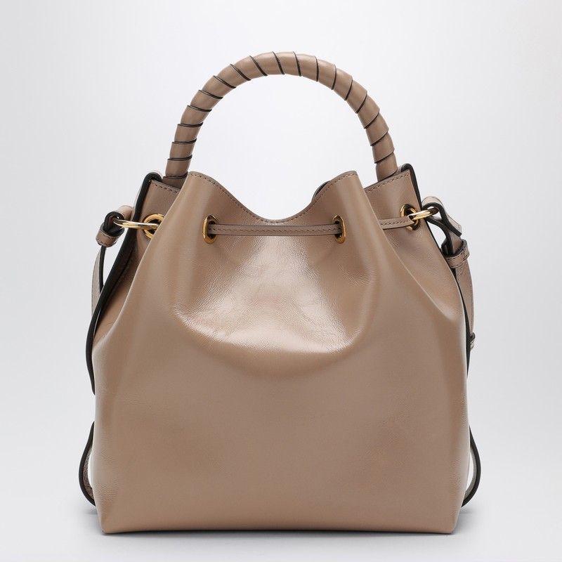 MARCIE BUCKET BAG IN DEEP BEIGE LEATHER