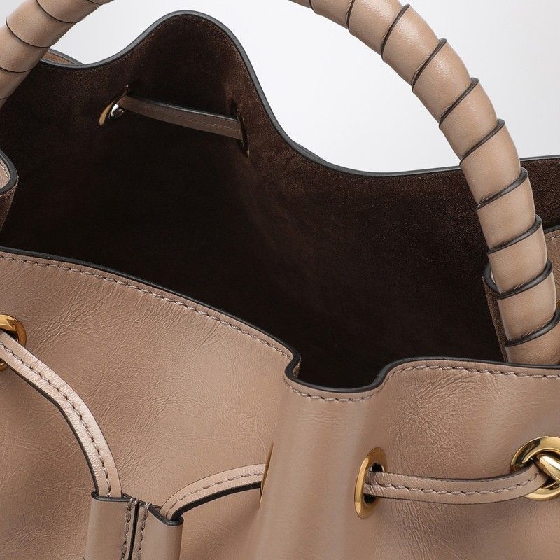 MARCIE BUCKET BAG IN DEEP BEIGE LEATHER