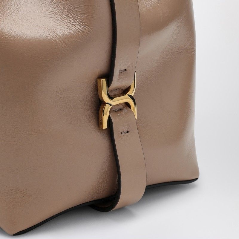 MARCIE BUCKET BAG IN DEEP BEIGE LEATHER