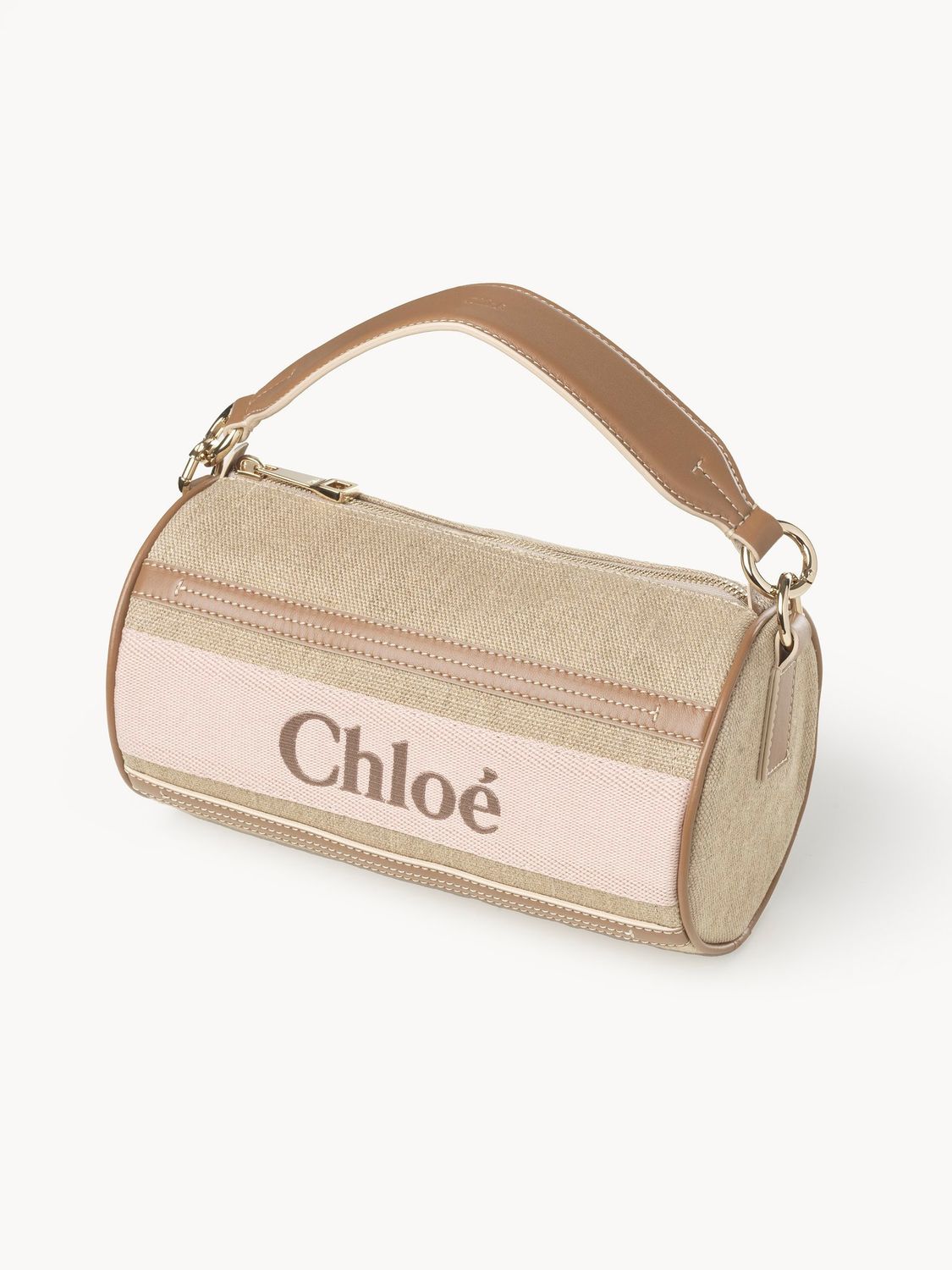BEIGE WOODY TUBULAR SHOULDER BAG