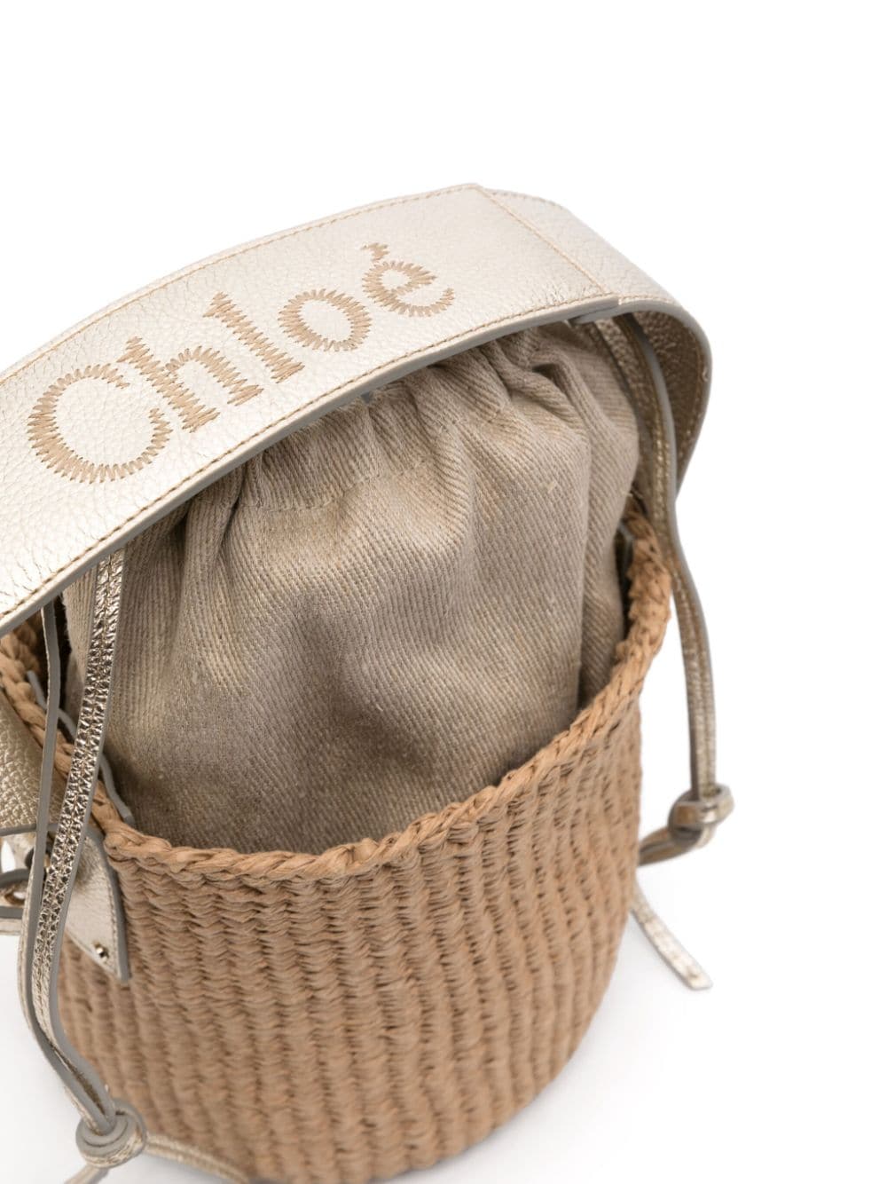 WOODY SMALL RAFFIA BUCKET BAG
