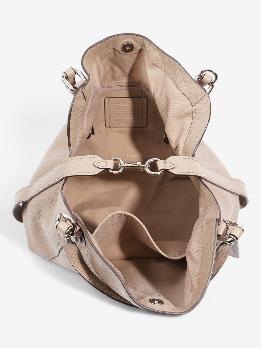 Coach Shoulder Bag Beige Leather One SIze