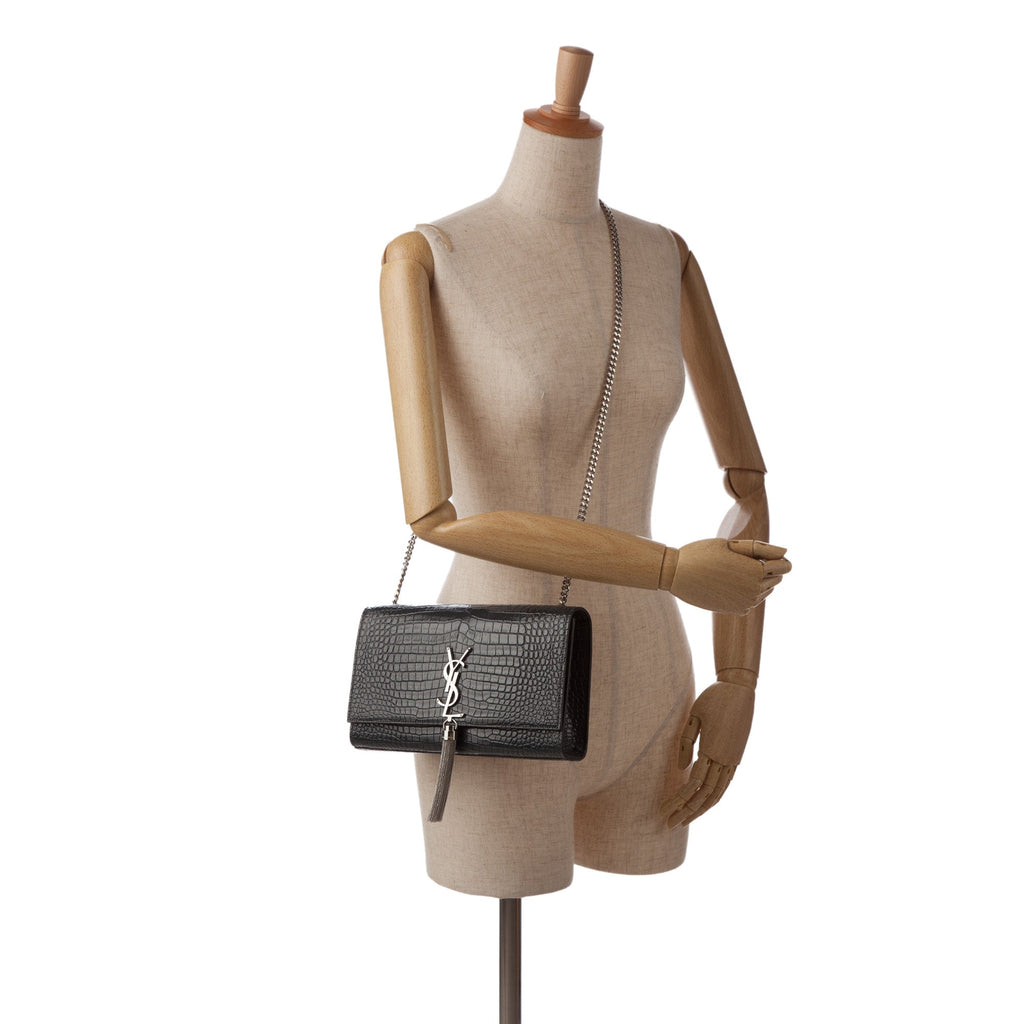 Yves Saint Laurent Kate Medium Black Embossed Leather