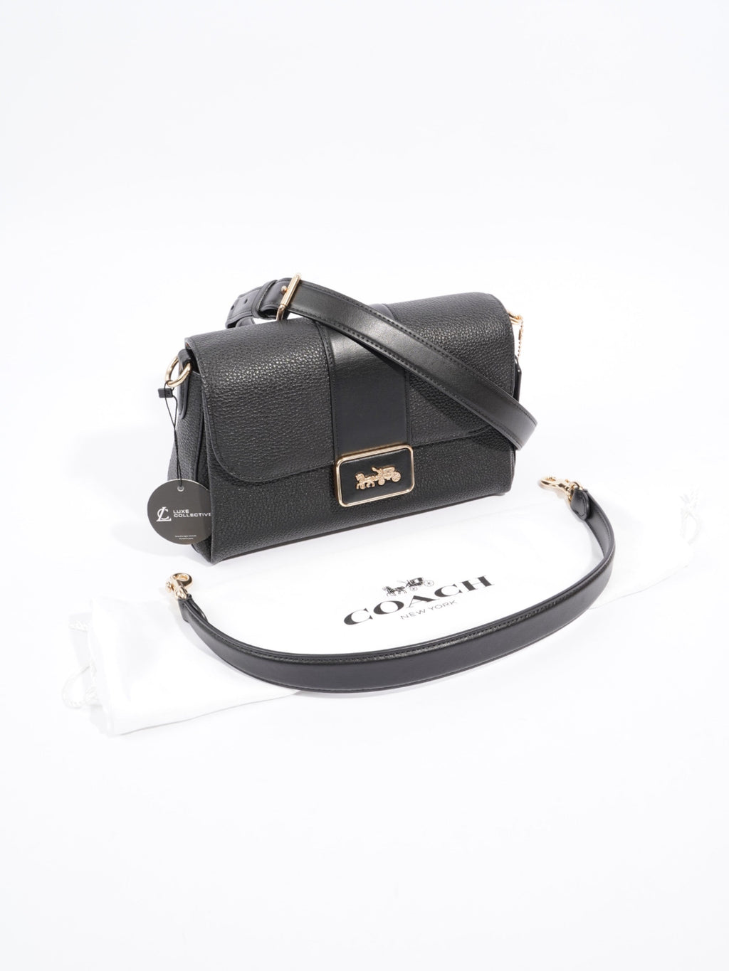 Coach Grace Shoulder Bag Black Grained Leather