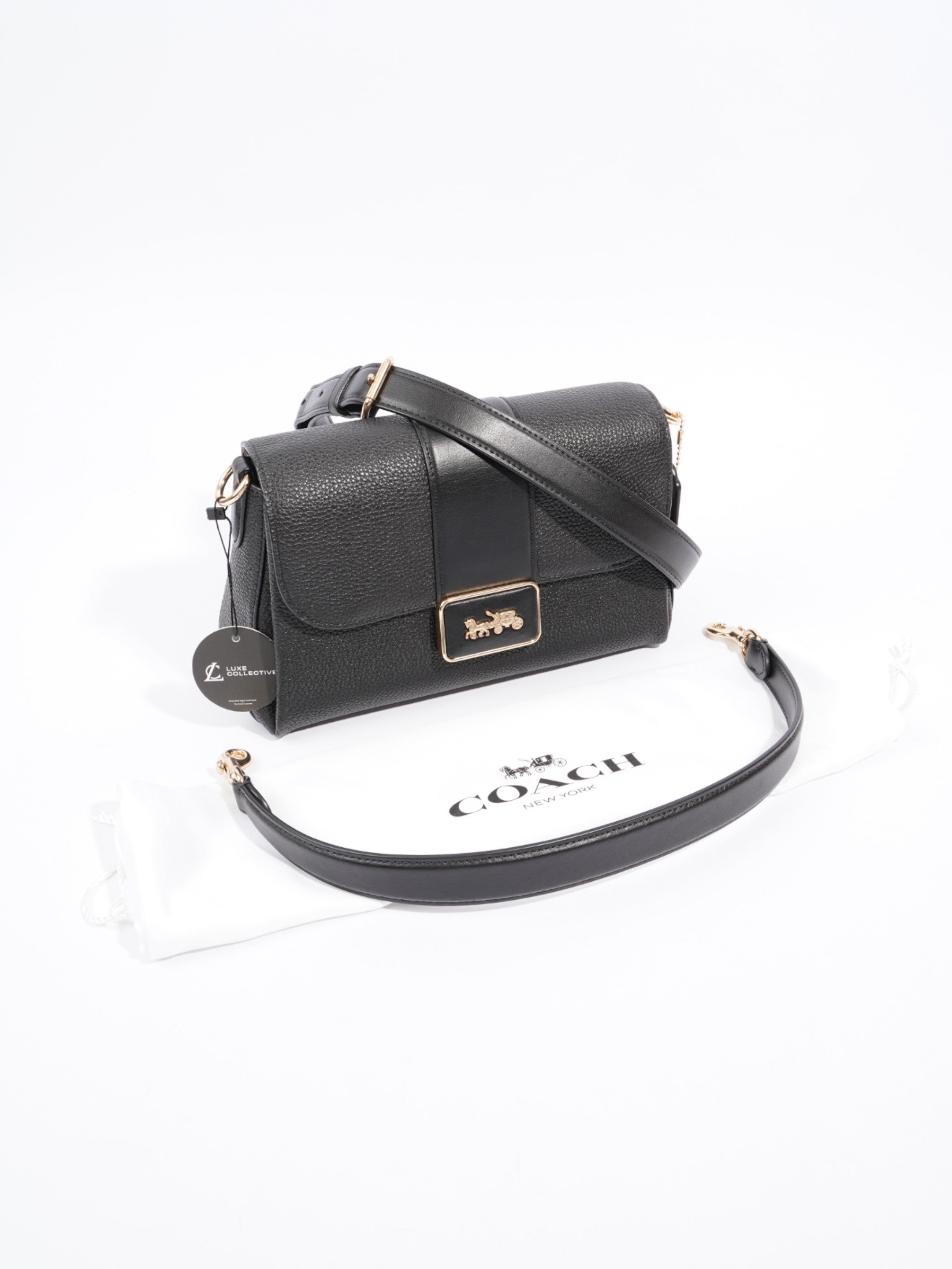 Coach Grace Shoulder Bag Black Grained Leather