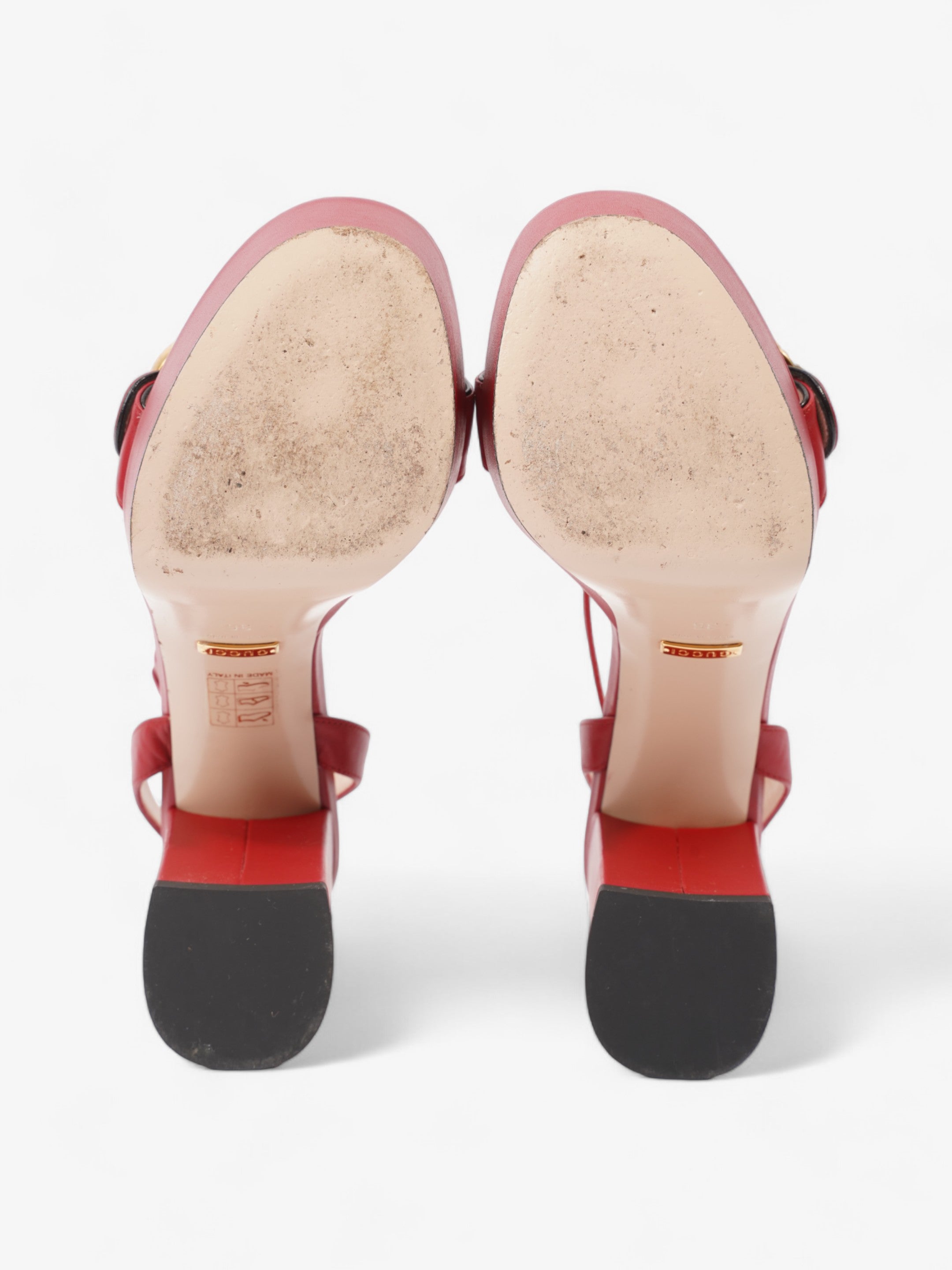 Gucci GG Marmont Sandals 80 Red / Gold Leather EU 36 UK 3