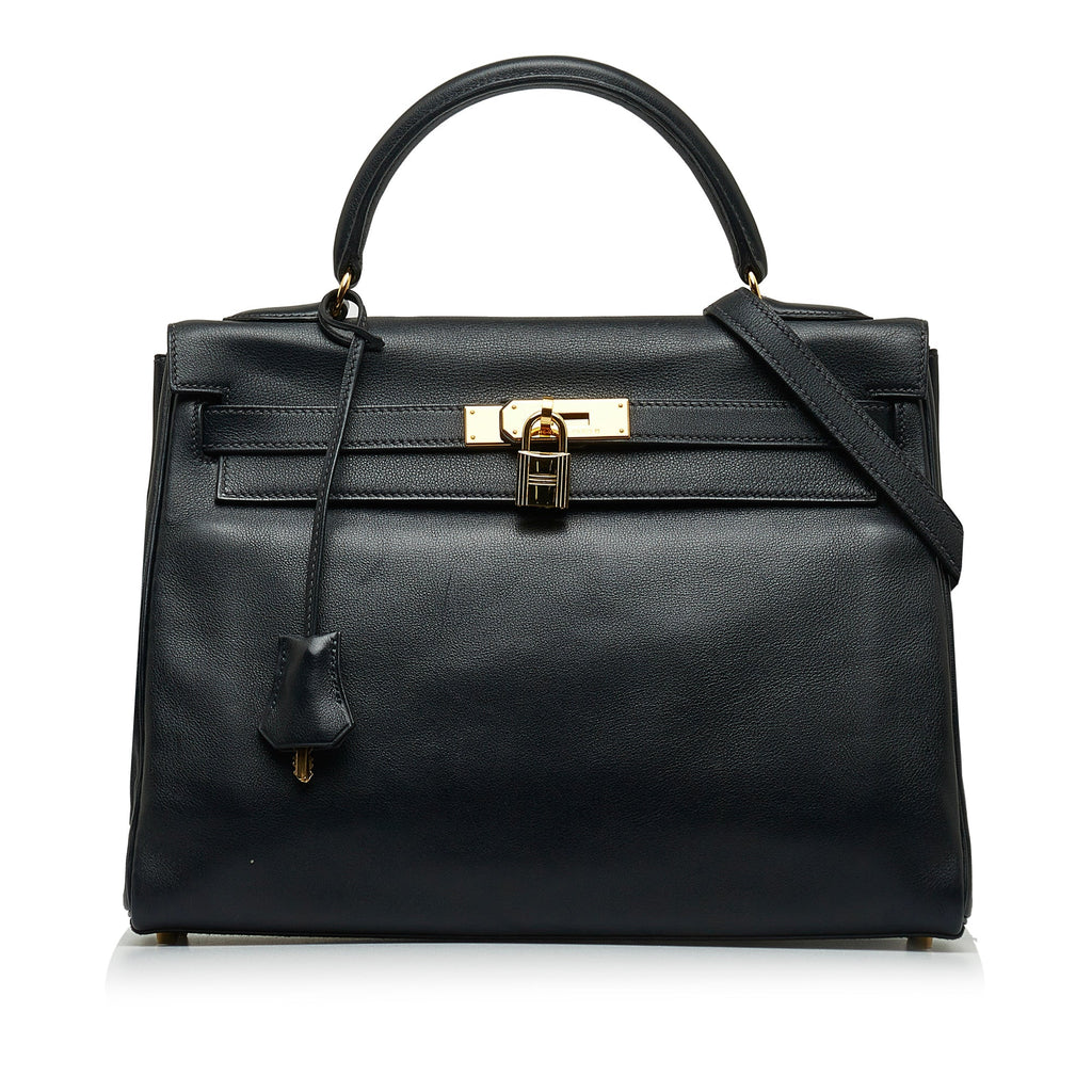 HermÃƒÆ’Ã‚Â¨s Kelly 32 Black Evercolor Clemence Gold