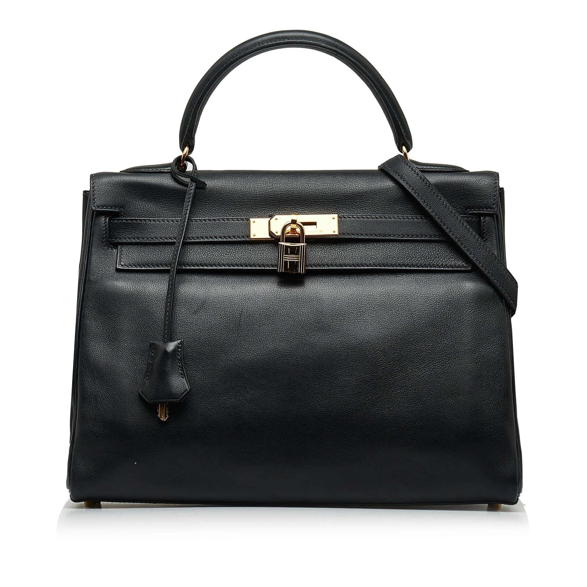 HermÃƒÆ’Ã‚Â¨s Kelly 32 Black Evercolor Clemence Gold