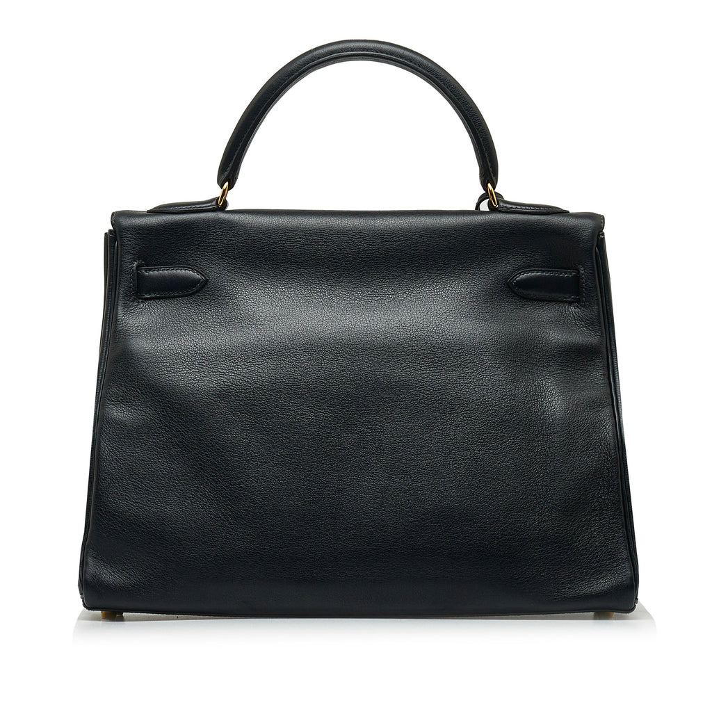 HermÃƒÆ’Ã‚Â¨s Kelly 32 Black Evercolor Clemence Gold