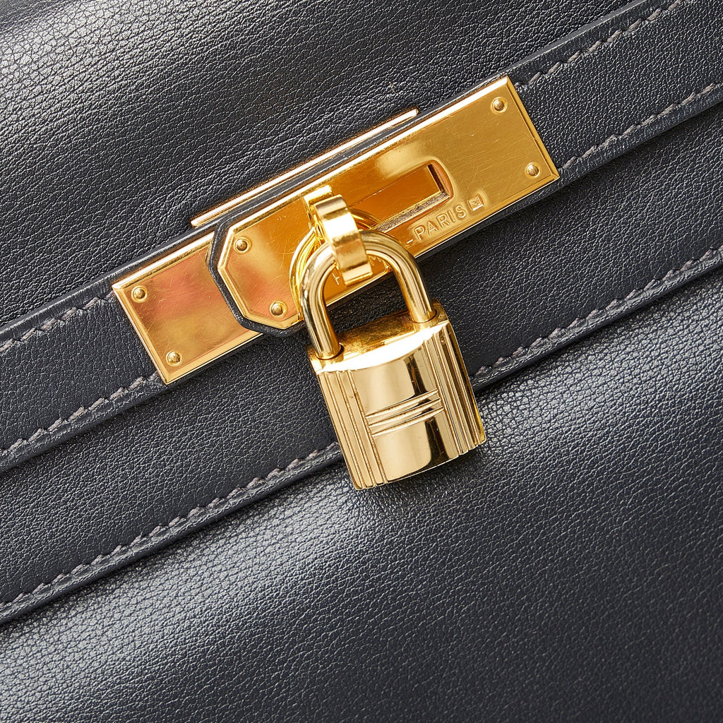 HermÃƒÆ’Ã‚Â¨s Kelly 32 Black Evercolor Clemence Gold