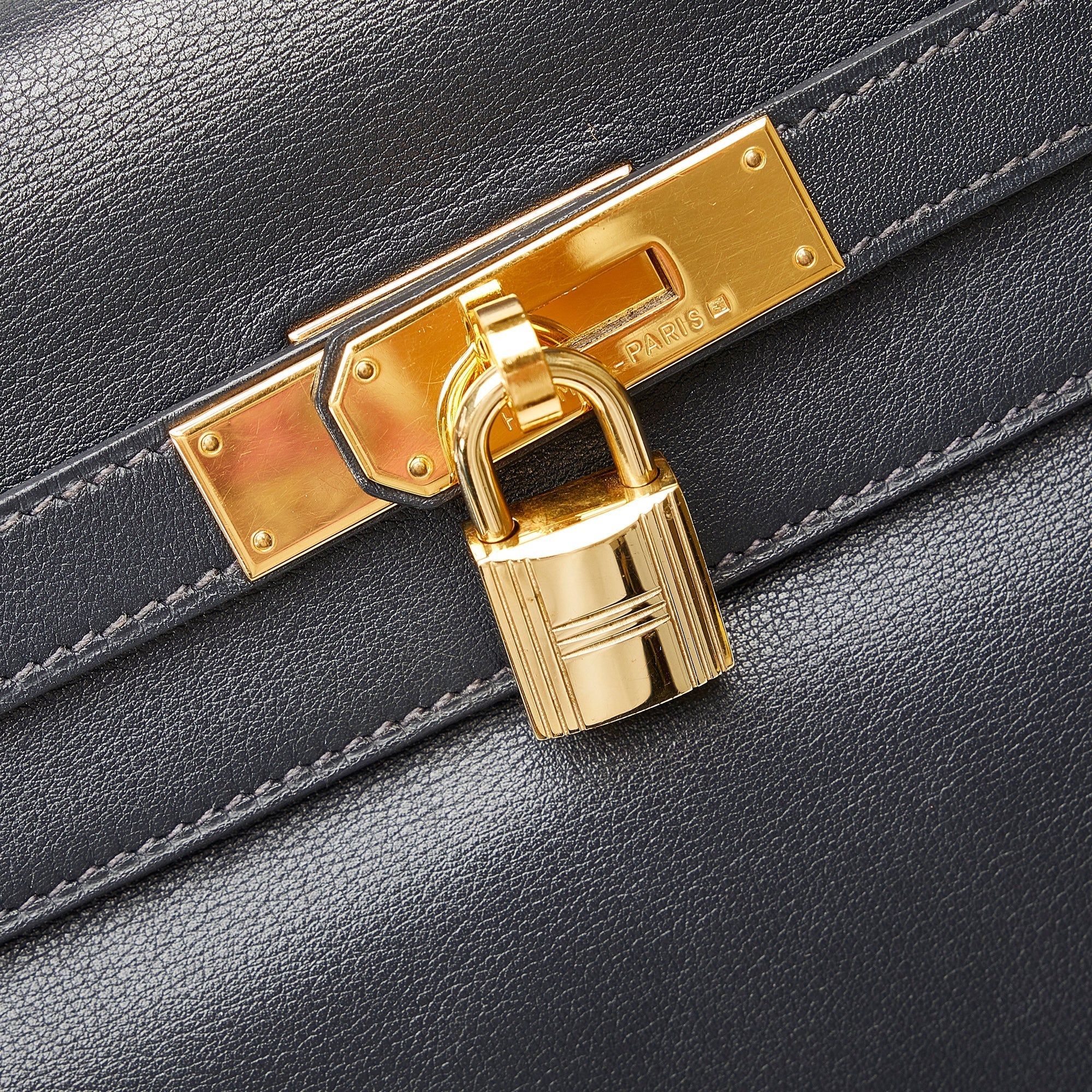 HermÃƒÆ’Ã‚Â¨s Kelly 32 Black Evercolor Clemence Gold