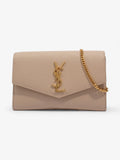 Saint Laurent Uptown Chain Wallet Nude Leather