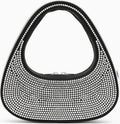 BLACK SWIPE BAG WITH CRYSTALS IN LEATHER