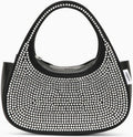 MICRO BAGUETTE SWIPE BLACK BAG WITH CRYSTALS IN LEATHER