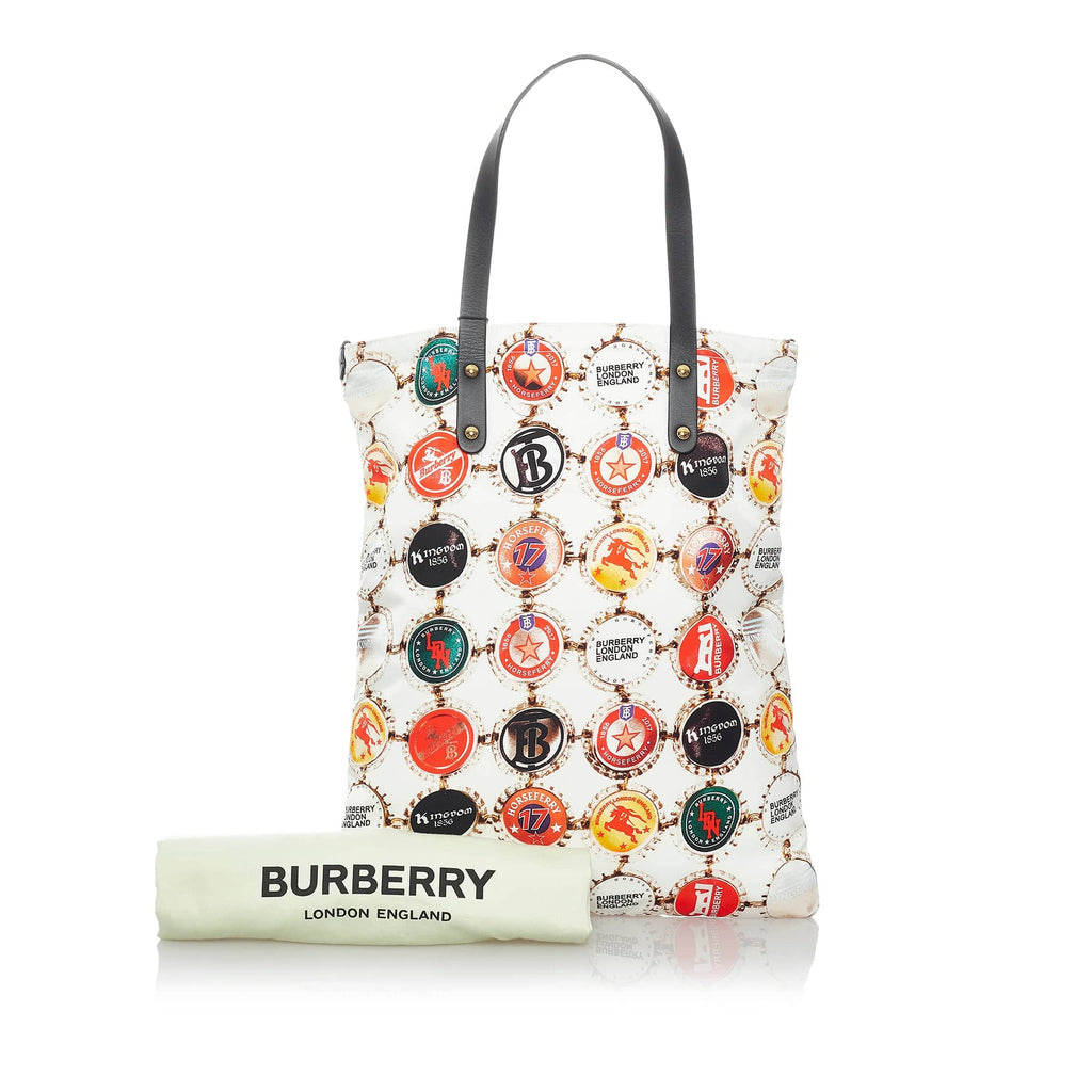 Burberry Flat dead white printed nylon canvas