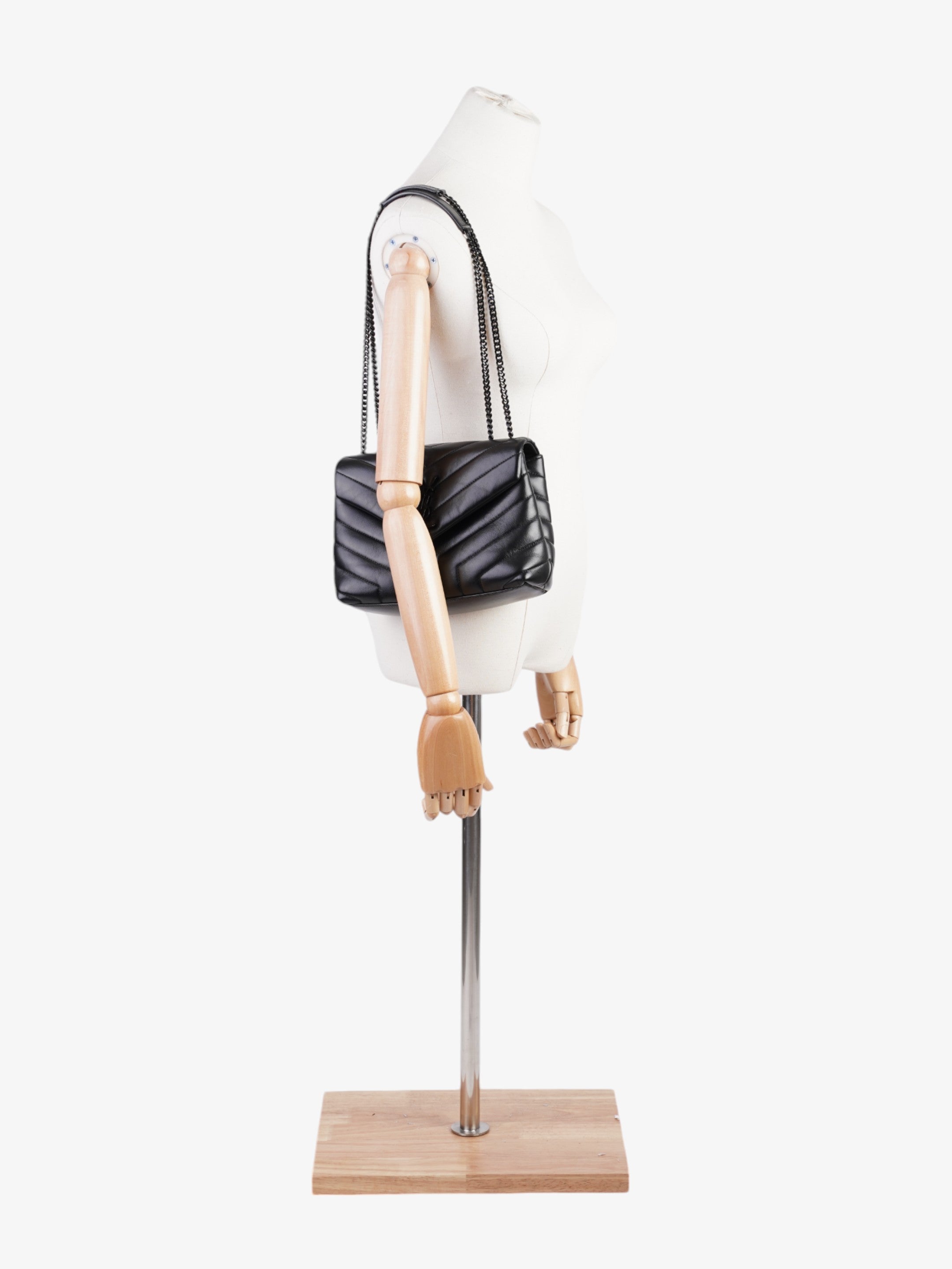 Saint Laurent Loulou Black Calfskin Leather Small