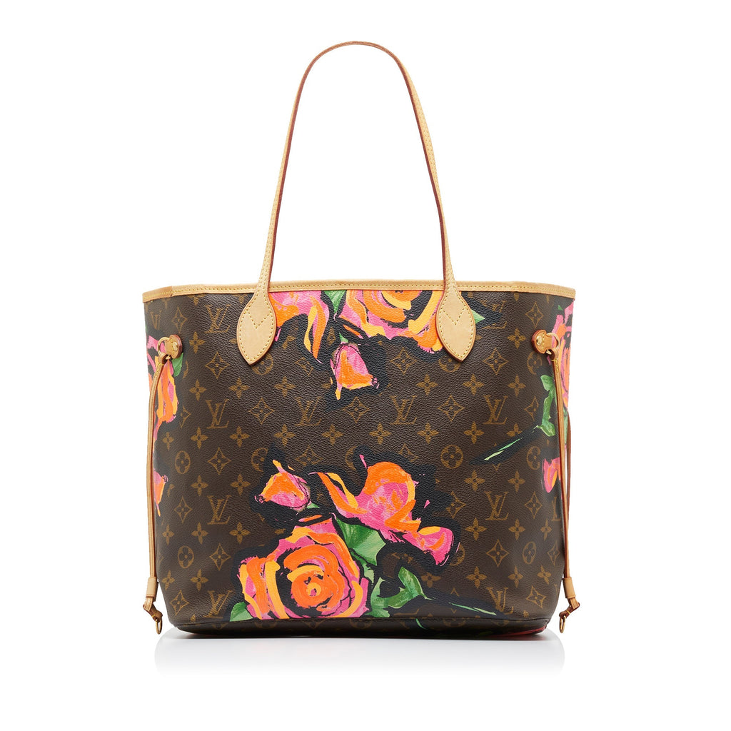 Brown Louis Vuitton Monogram Roses Neverfull MM Tote Bag